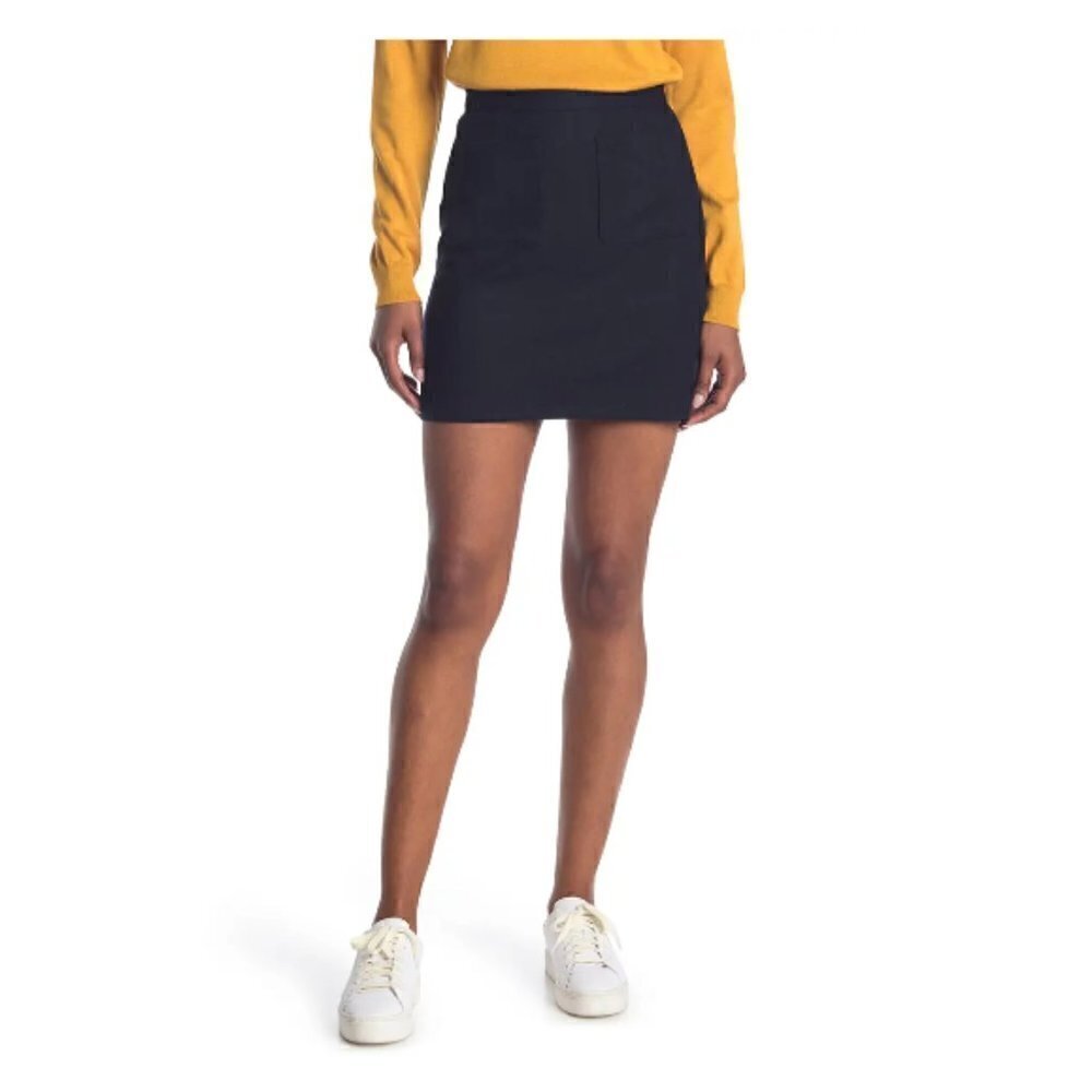 Modcloth Women's Size 10 Informed Ensemble Mini Skirt Navy Blue Wool Pockets Zip